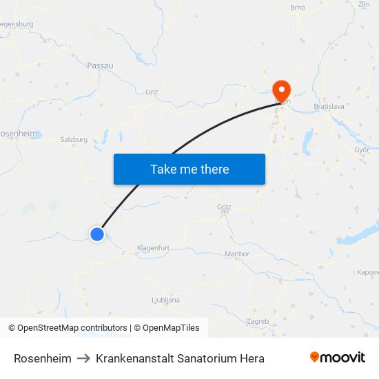 Rosenheim to Krankenanstalt Sanatorium Hera map