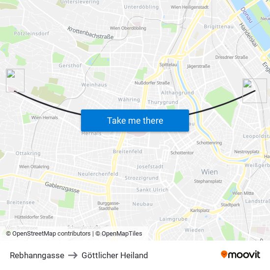 Rebhanngasse to Göttlicher Heiland map