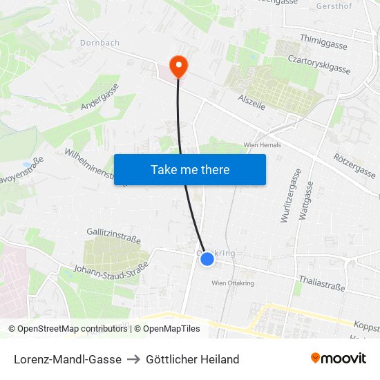 Lorenz-Mandl-Gasse to Göttlicher Heiland map