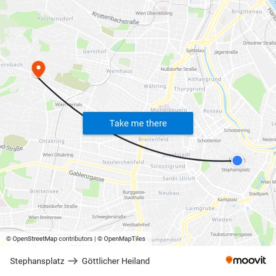 Stephansplatz to Göttlicher Heiland map