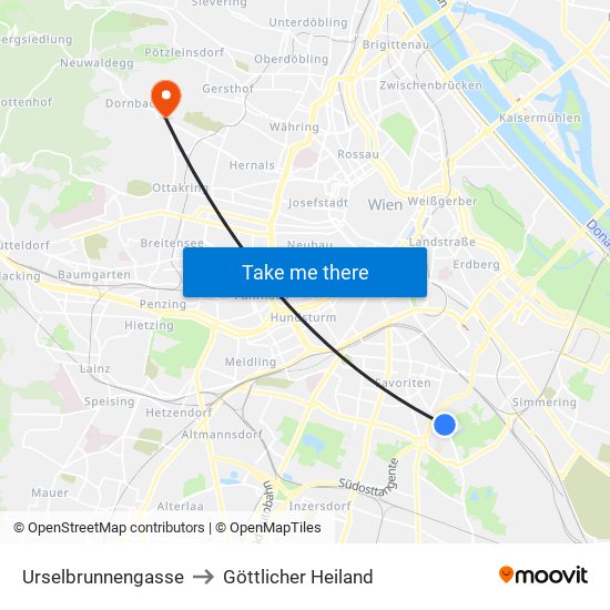 Urselbrunnengasse to Göttlicher Heiland map