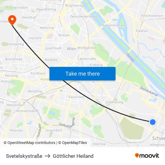 Svetelskystraße to Göttlicher Heiland map