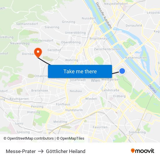 Messe-Prater to Göttlicher Heiland map