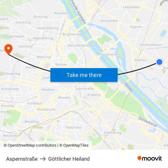 Aspernstraße to Göttlicher Heiland map