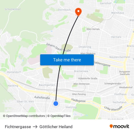 Fichtnergasse to Göttlicher Heiland map