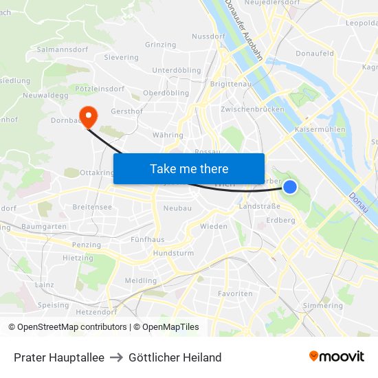 Prater Hauptallee to Göttlicher Heiland map