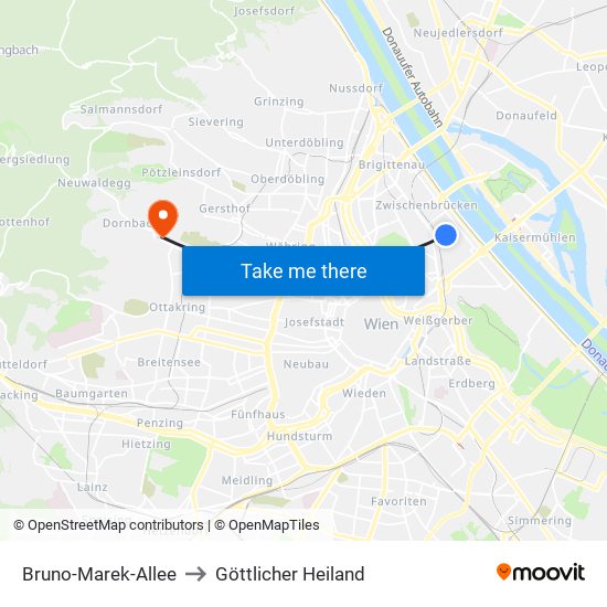 Bruno-Marek-Allee to Göttlicher Heiland map