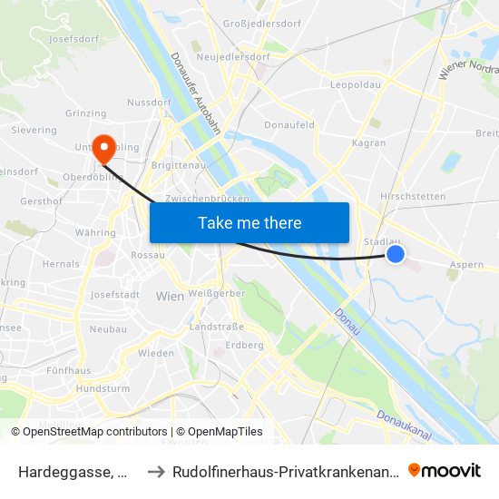Hardeggasse, Wien to Rudolfinerhaus-Privatkrankenanstalt map
