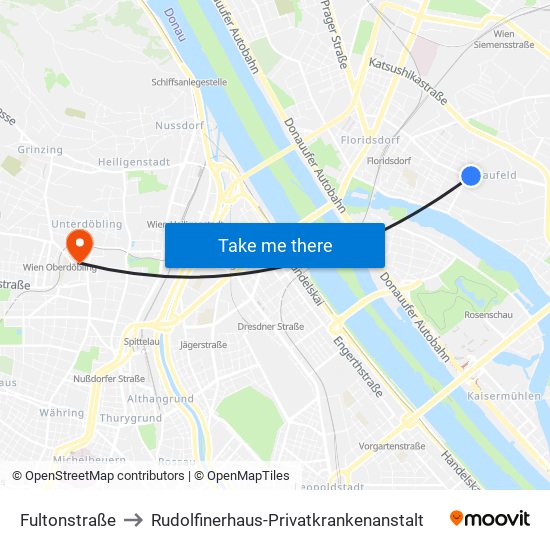 Fultonstraße to Rudolfinerhaus-Privatkrankenanstalt map