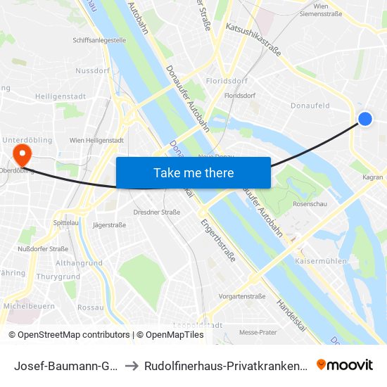 Josef-Baumann-Gasse to Rudolfinerhaus-Privatkrankenanstalt map