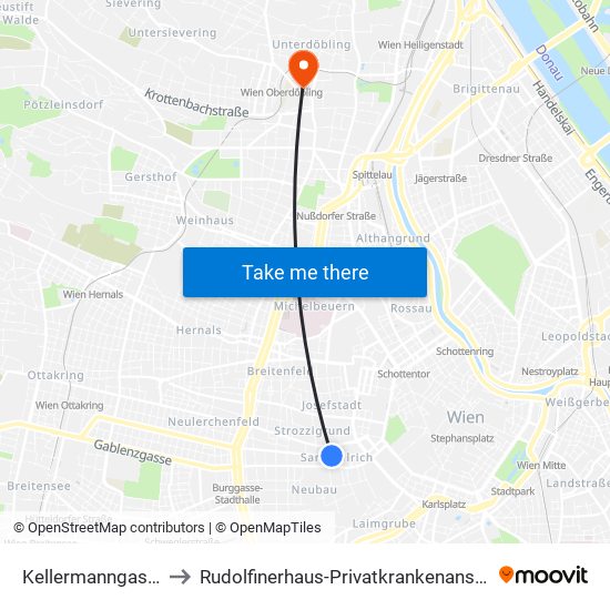 Kellermanngasse to Rudolfinerhaus-Privatkrankenanstalt map