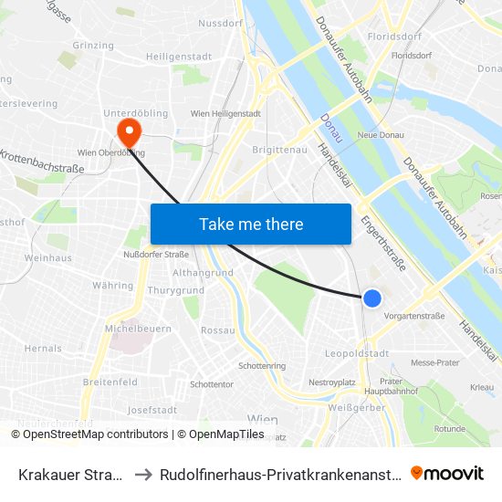 Krakauer Straße to Rudolfinerhaus-Privatkrankenanstalt map