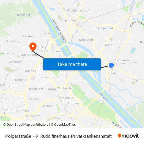 Polgarstraße to Rudolfinerhaus-Privatkrankenanstalt map