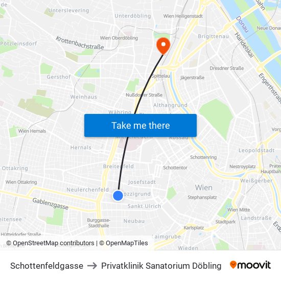 Schottenfeldgasse to Privatklinik Sanatorium Döbling map