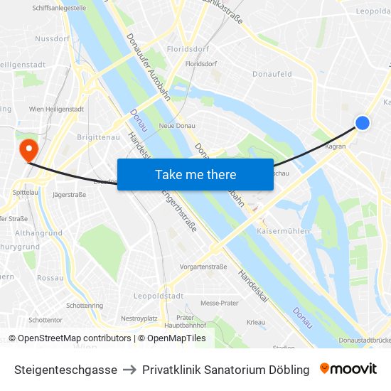 Steigenteschgasse to Privatklinik Sanatorium Döbling map