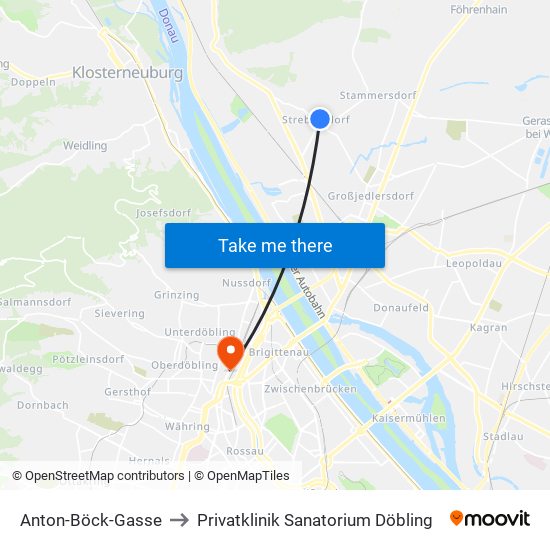 Anton-Böck-Gasse to Privatklinik Sanatorium Döbling map