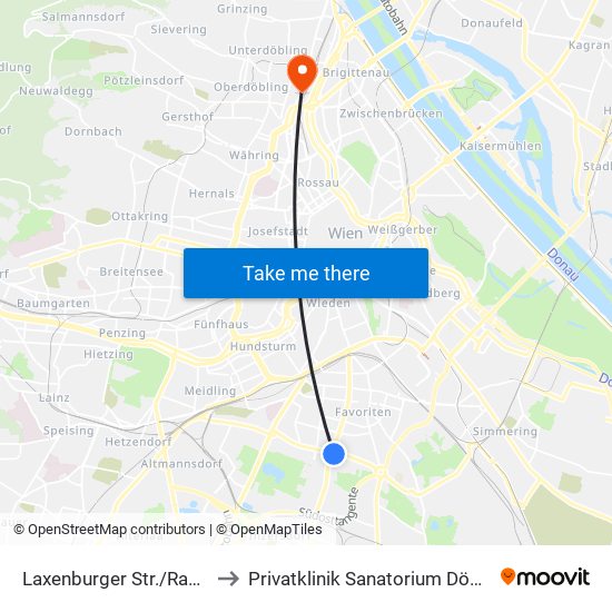 Laxenburger Str./Raxstr. to Privatklinik Sanatorium Döbling map