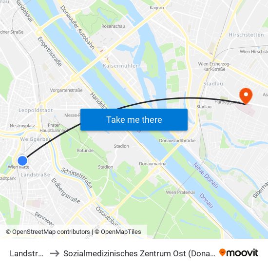 Landstraße to Sozialmedizinisches Zentrum Ost (Donauspital) map