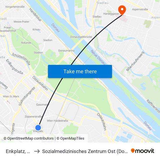 Enkplatz, Wien to Sozialmedizinisches Zentrum Ost (Donauspital) map