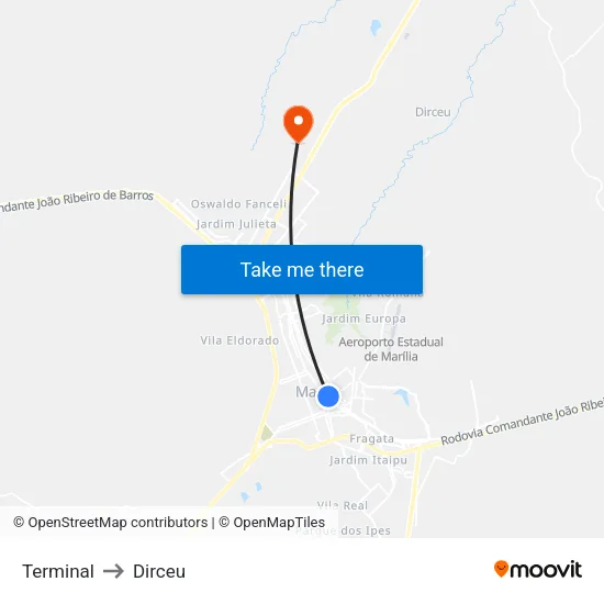 Terminal to Dirceu map