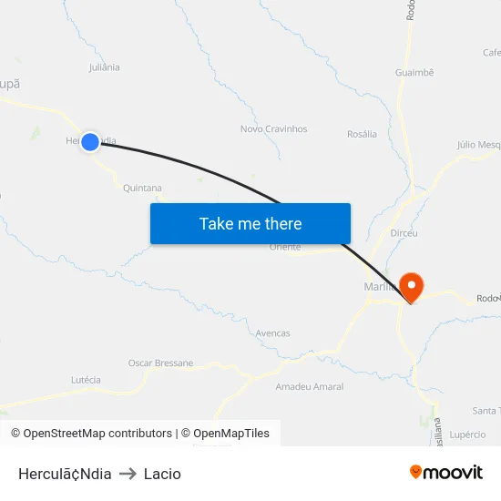 Herculã¢Ndia to Lacio map