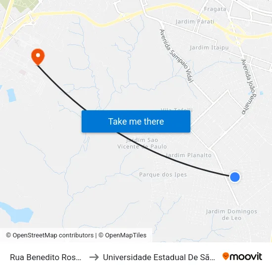 Rua Benedito Rosa, 197 to Universidade Estadual De São Paulo map