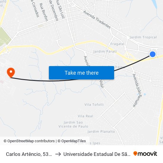 Carlos Artêncio, 539-999 to Universidade Estadual De São Paulo map