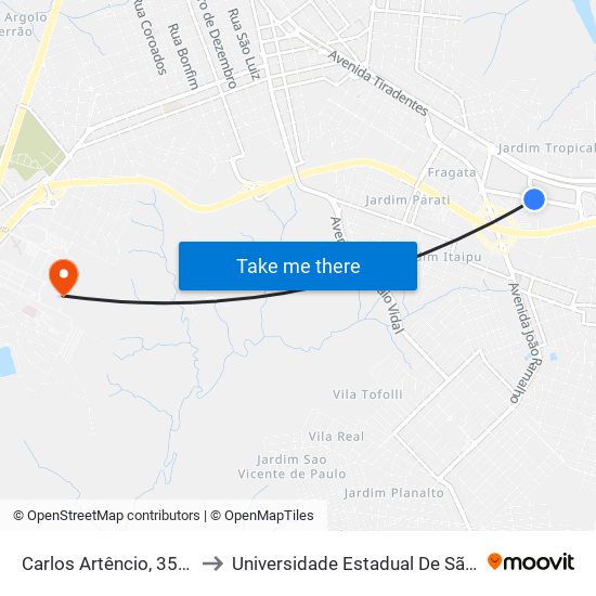 Carlos Artêncio, 356-420 to Universidade Estadual De São Paulo map