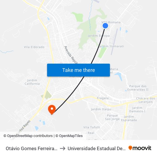 Otávio Gomes Ferreira, 101-113 to Universidade Estadual De São Paulo map