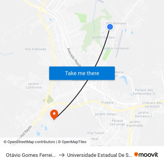 Otávio Gomes Ferreira, 1-79 to Universidade Estadual De São Paulo map