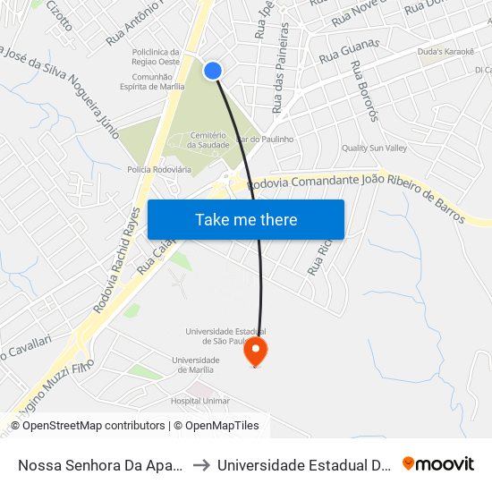 Nossa Senhora Da Aparecida, 412 to Universidade Estadual De São Paulo map