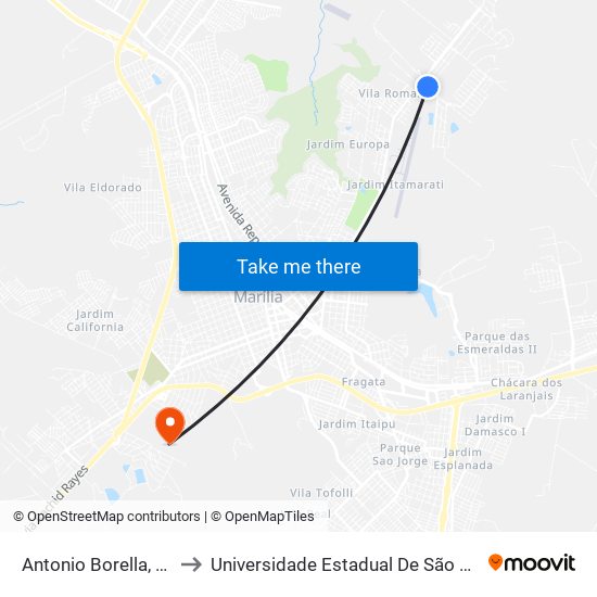 Antonio Borella, 115 to Universidade Estadual De São Paulo map