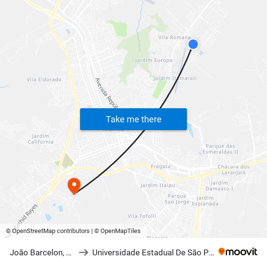 João Barcelon, 134 to Universidade Estadual De São Paulo map