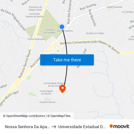 Nossa Senhora Da Aparecida, 45 to Universidade Estadual De São Paulo map