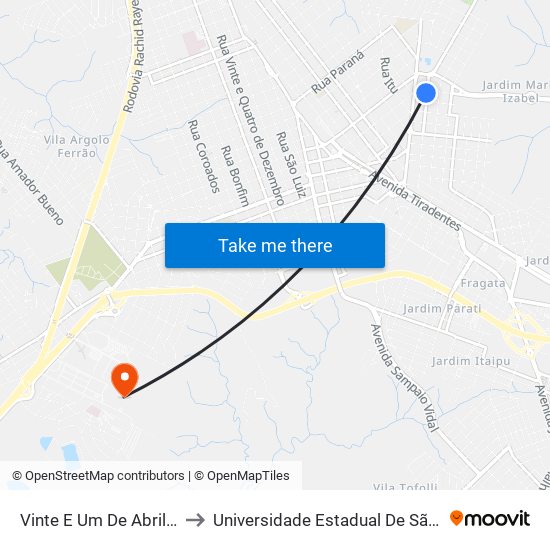 Vinte E Um De Abril, 6-48 to Universidade Estadual De São Paulo map