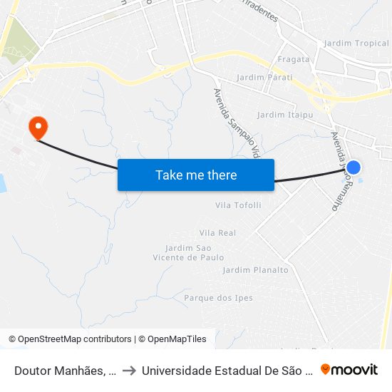 Doutor Manhães, 380 to Universidade Estadual De São Paulo map