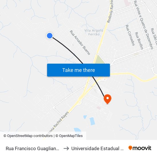 Rua Francisco Guaglianone, 103-283 to Universidade Estadual De São Paulo map