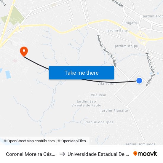 Coronel Moreira César, 15-35 to Universidade Estadual De São Paulo map