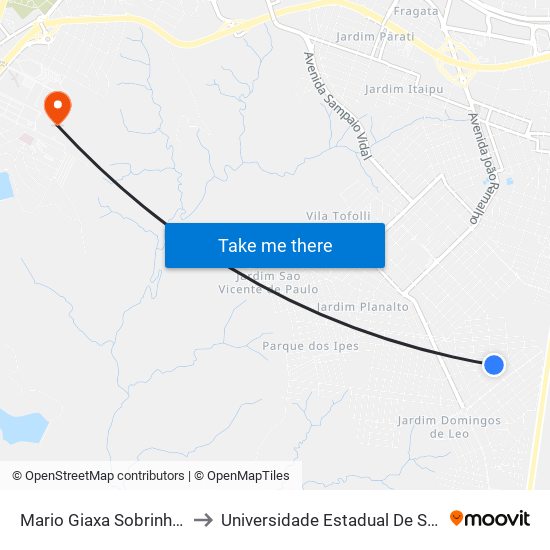 Mario Giaxa Sobrinho, 1-65 to Universidade Estadual De São Paulo map