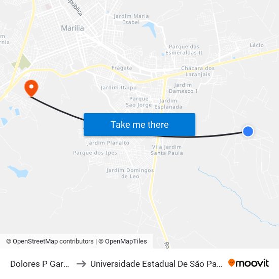 Dolores P Garcia to Universidade Estadual De São Paulo map