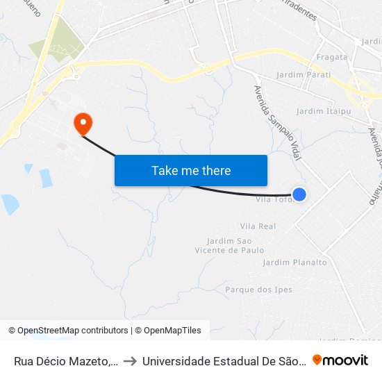 Rua Décio Mazeto, 225 to Universidade Estadual De São Paulo map