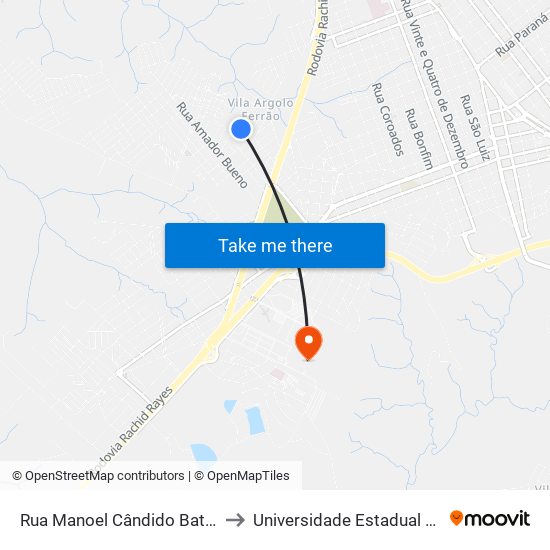 Rua Manoel Cândido Batista, 186-240 to Universidade Estadual De São Paulo map