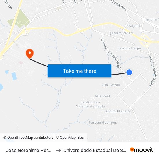 José Gerônimo Péres, 600 to Universidade Estadual De São Paulo map