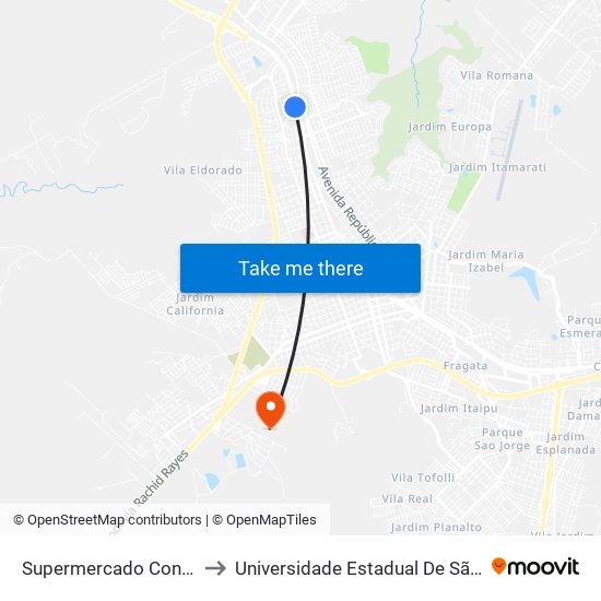 Supermercado Confiança to Universidade Estadual De São Paulo map