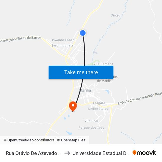 Rua Otávio De Azevedo Falcão, 399 to Universidade Estadual De São Paulo map