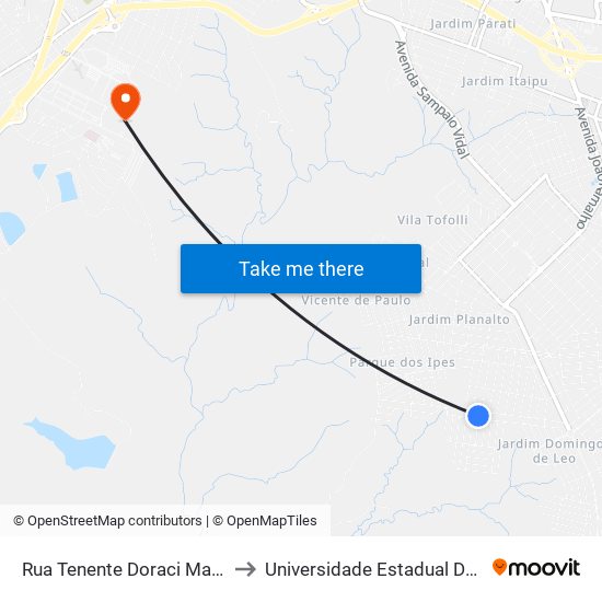 Rua Tenente Doraci Marquês, 620 to Universidade Estadual De São Paulo map