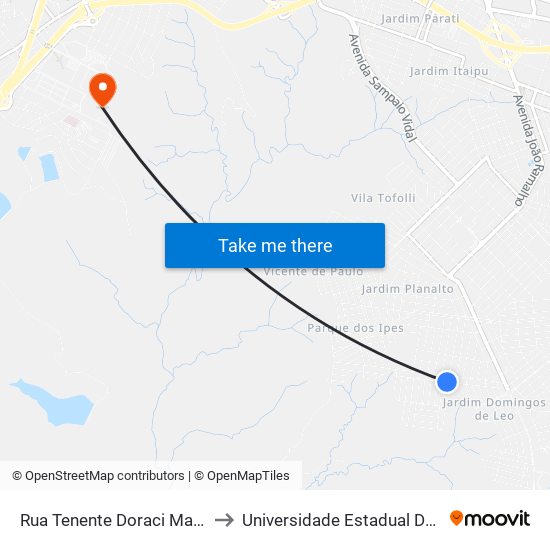 Rua Tenente Doraci Marquês, 460 to Universidade Estadual De São Paulo map