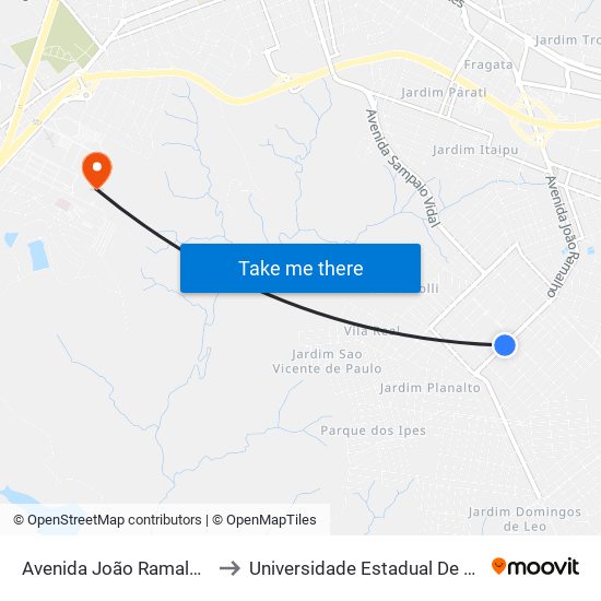 Avenida João Ramalho, 2391 to Universidade Estadual De São Paulo map