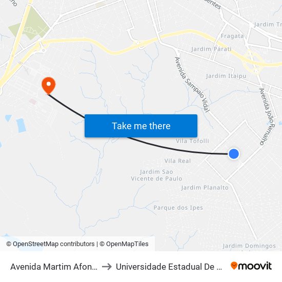Avenida Martim Afonso, 157 to Universidade Estadual De São Paulo map