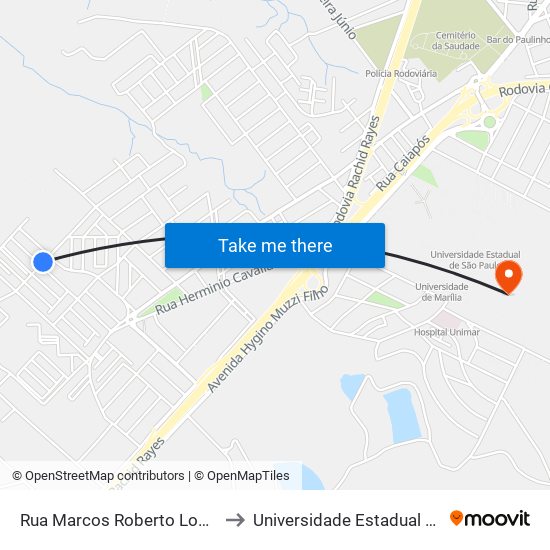 Rua Marcos Roberto Loncorovici, 476 to Universidade Estadual De São Paulo map